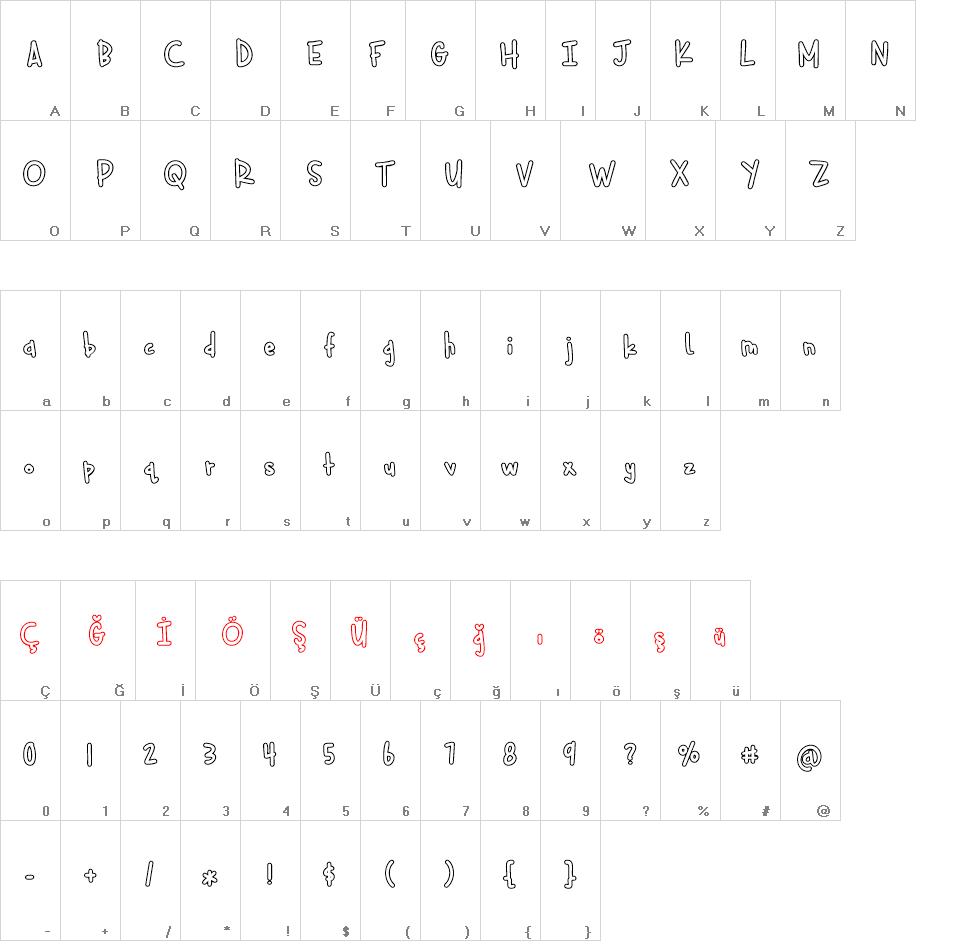 Cuddlebugs Outline font